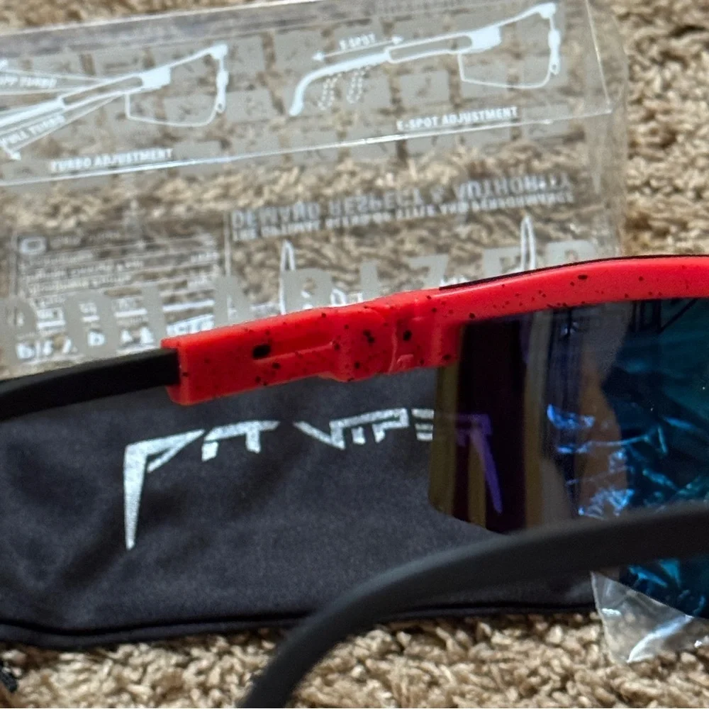 NWT Pit Viper Polarized Sunglasses Red Frame Rainbow Lens – New with Case - Picture 6 of 9